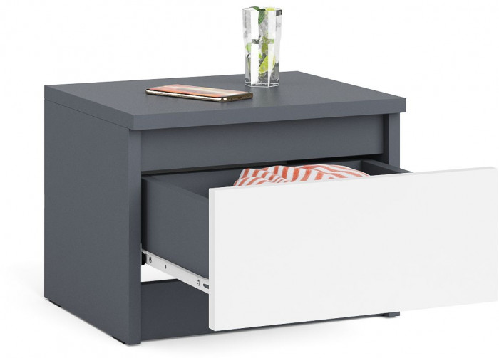 Мори Тумба прикроватная ТПМ400.1, цвет графит/белый, ШхГхВ 40,4х34,6х30 см.