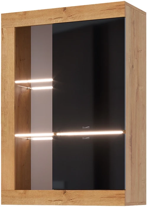 Прага Модульная Гостиная, вариант №3, вотан/Черный глянец