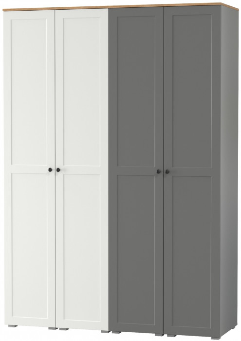 Остин 13.225 Шкаф-пенал 4 шт., белый шагрень/серый графит/дуб крафт золотой