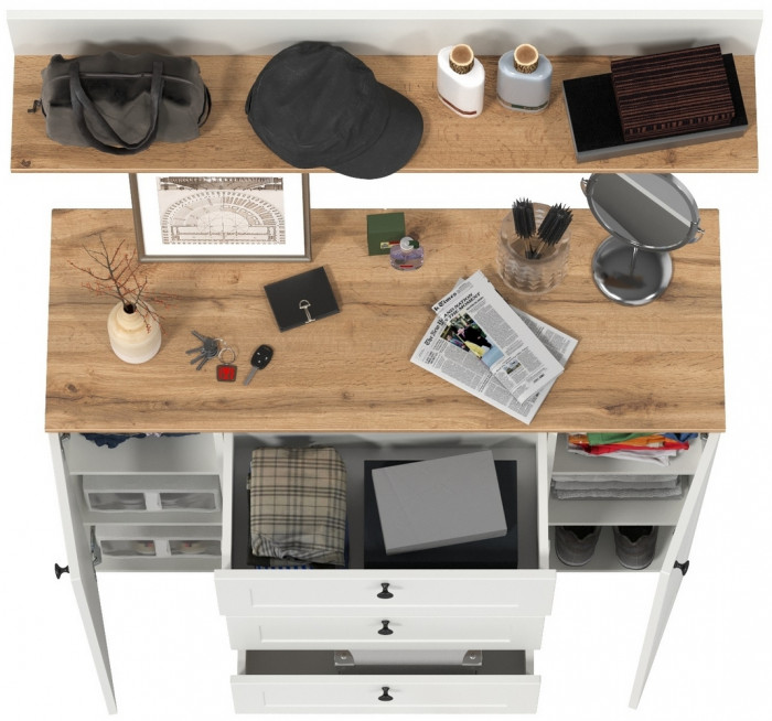 Остин Прихожая 72, цвет белый шагрень/дуб крафт золотой, ШхГхВ 120х41,9х160 см.