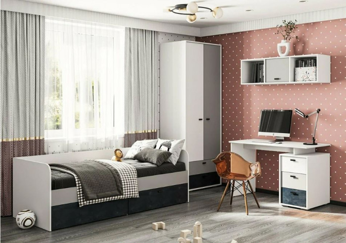 мс для детской Накки СТП-1200 белый/белый+серый+угольный камень