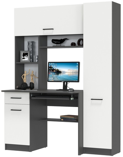 Стол рабочий 6-0603Мграф/бел Альфа, цвет графит/белый, ШхГхВ 137х61х181 см., универсальная сборка