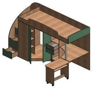 Детская кровать-чердак Теремок-1 Гранд, Дуб молочный / Венге