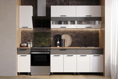 Кухня 2,0м Монтана (ДубКера) Белый/Графит/Дуб кера