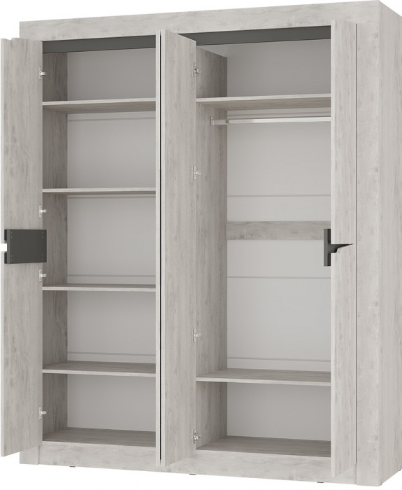 Шкаф четырехстворчатый Леонардо ШК-14, Бетон пайн светлый, Графит