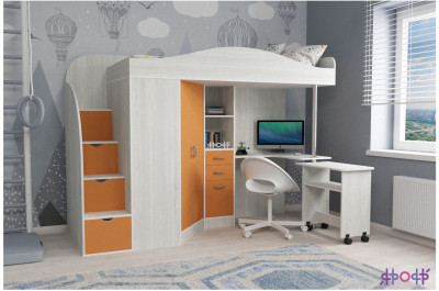 Кровать-чердак Юниор 4 (Винтерберг/Оранжевый)