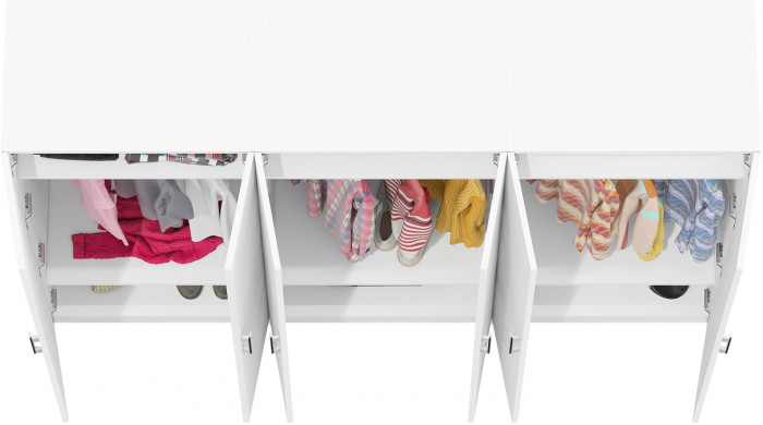 Три Шкафа С-МД-СК9Ш к компьютерному столу С-МД-СК9, цвет белый шагрень, ШхГхВ 210х45х160 см.