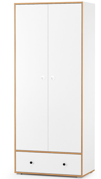 Вуди 13.138 Шкаф для одежды, цвет белый премиум/дуб крафт золотой, ШхГхВ 86х49,7х205 см.