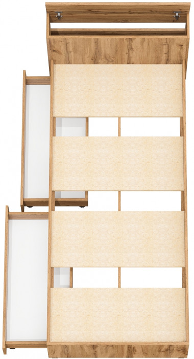 Ксения Кровать с ящиками 0900, цвет дуб вотан, ШхГхВ 96,4х221,6х72 см., сп.м. 900х2000 мм., без матраса, основание есть, универсальная сборка