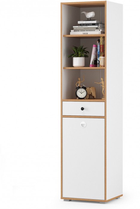 Вуди Компоновка № 50, цвет белый премиум/дуб крафт золотой, ШхГхВ 225х52,7х180,3 см., универсальная сборка