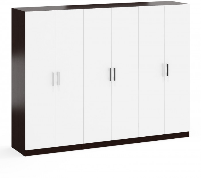 Три Шкафа С-МД-СК9Ш к компьютерному столу С-МД-СК9, цвет венге/белый шагрень, ШхГхВ 210х45х160 см.