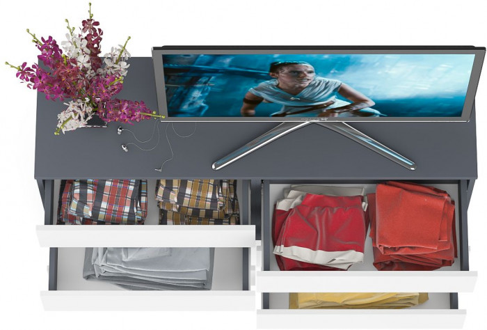 Мори Комод МК1380.6, цвет графит/белый, ШхГхВ 138х41х73 см.