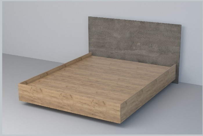 Кровать 1,6 арт.031 (ЛДСП) ЛН. (Бетон Светлый/Камень Темный)