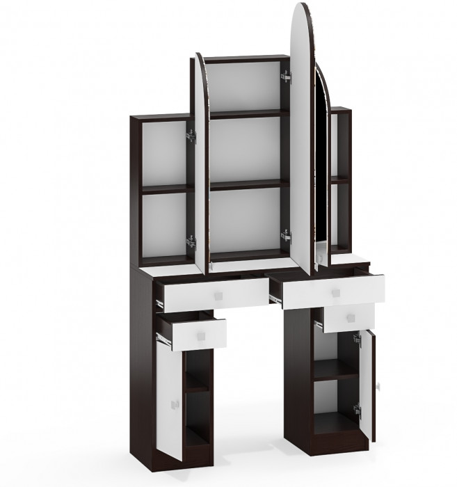 Туалетный столик Трельяж МД №2, венге/белый шагрень