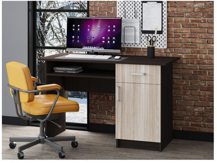 Стол письменный ПС-01 (с дверкой) (Ясень шимо светлый)