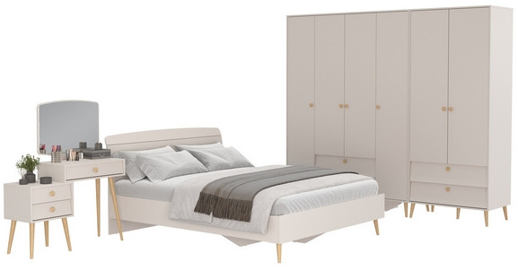 Афина Спальня 20-1600, цвет кашемир серый, сп.м. 1600х2000 мм., б/м, основание есть - фанера