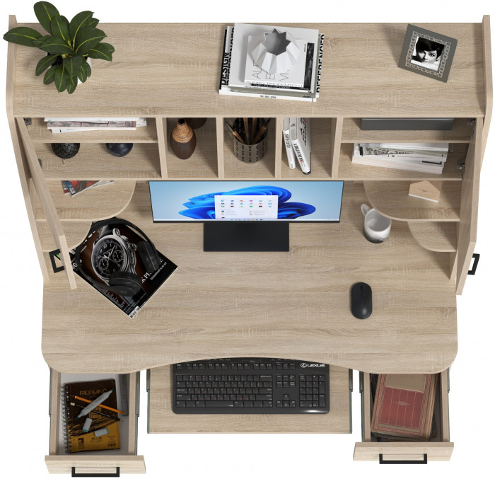 Стол рабочий 6-0604дубсон Бета, цвет дуб сонома, ШхГхВ 120х60,5х183,5 см.