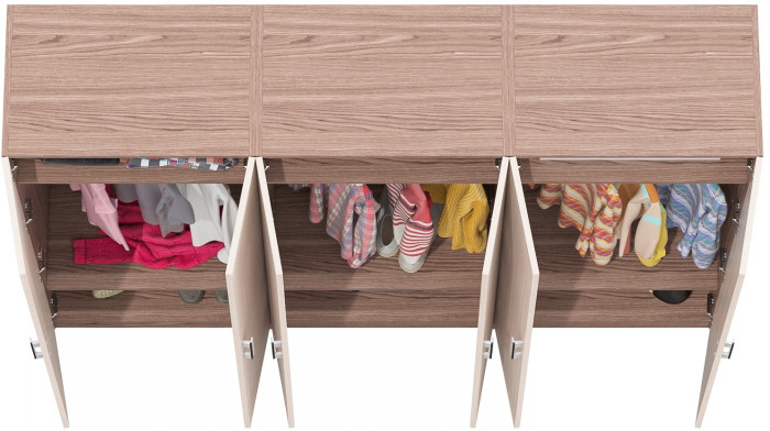 Три Шкафа С-МД-СК9Ш к компьютерному столу С-МД-СК9, цвет ясень шимо светлый/ясень шимо тёмный, ШхГхВ 210х45х160 см.