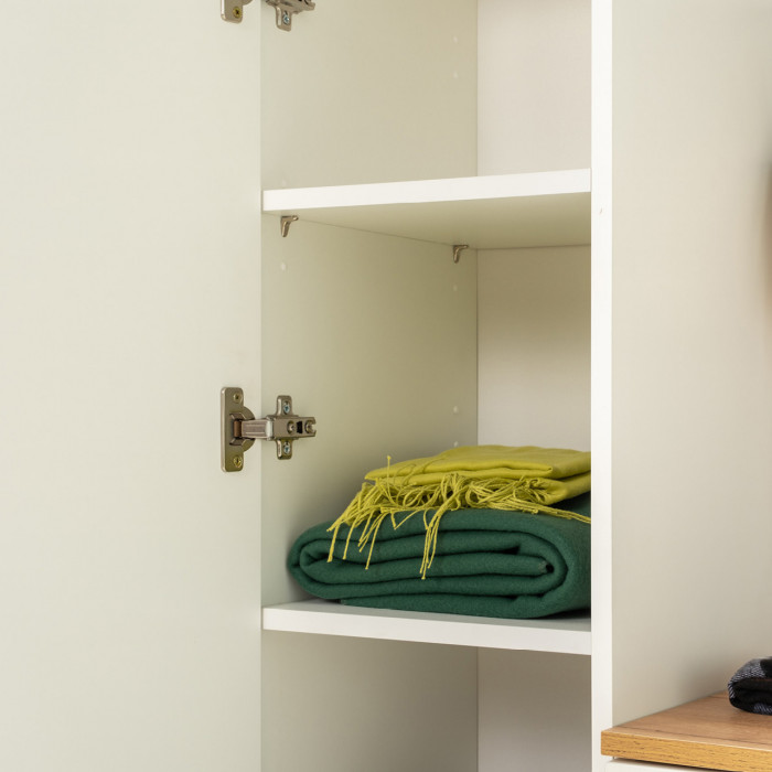 Октава Прихожая 19, белый шагрень/дуб крафт золотой/фасады МДФ белый шагрень