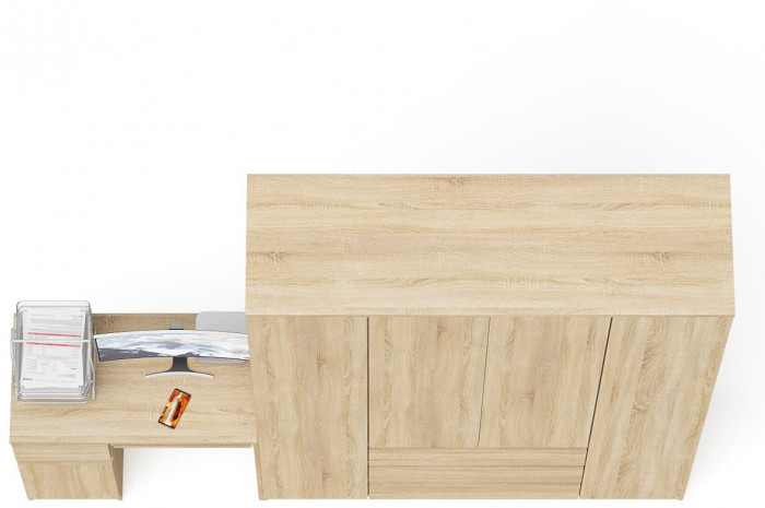 Мори компьютерный стол МС-1 левый + Шкаф МШ1600.1, дуб сонома