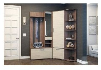 Модульная угловая прихожая Ника (композиция 3) (Ясень шимо темный / светлый)