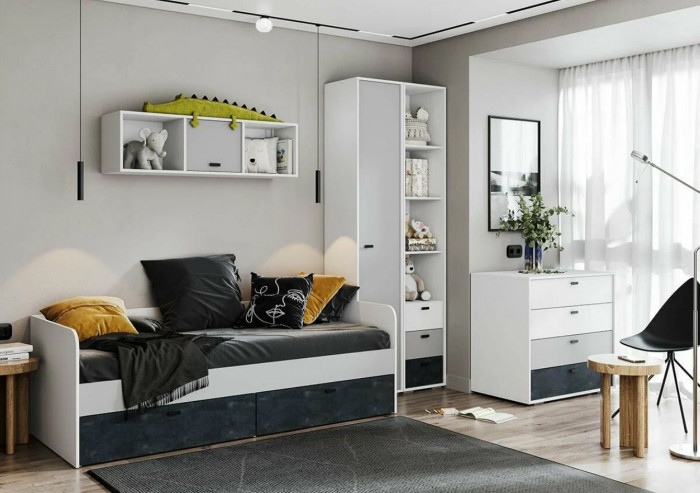 мс для детской Накки ПО-400 белый/белый+серый+угольный камень