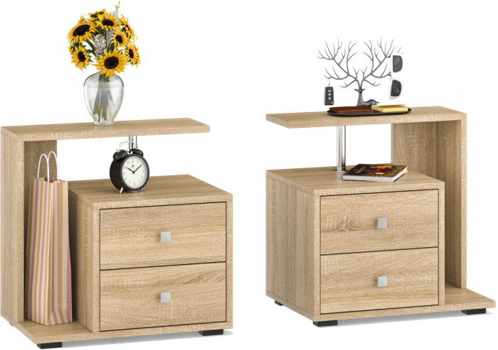 Камелия спальня № 6 Кровать 1200 + Две тумбы + Стол косметический + Зеркало, цвет дуб сонома, сп.м. 1200х2000 мм., б/м, основание есть