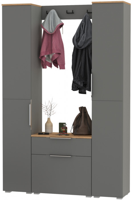 Октава Прихожая 19, серый графит/дуб крафт золотой/фасады МДФ серый графит