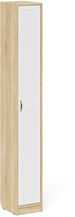Прихожая П-6 Компоновка № 31, цвет дуб сонома/фасады МДФ белое дерево фрезеровка ромб, ШхГхВ 200х50х210 см., универсальная сборка
