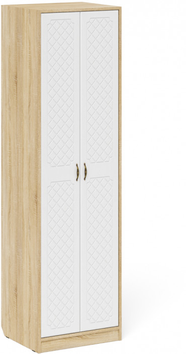 Прихожая П-6 Компоновка № 31, цвет дуб сонома/фасады МДФ белое дерево фрезеровка ромб, ШхГхВ 200х50х210 см., универсальная сборка