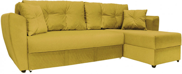 Диван-кровать угловой Амстердам Люкс, 160х200, еврокнижка, независимый пружинный блок, велюр, желтый