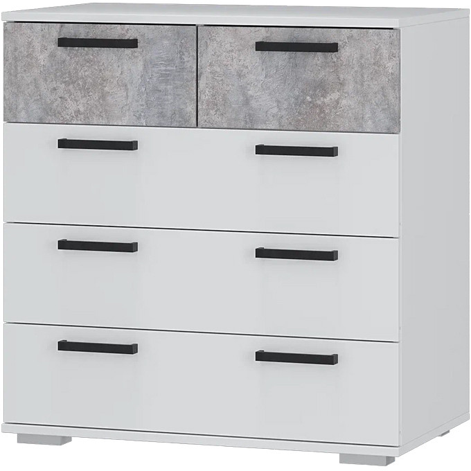 Комод Стандарт-5, Белый, Цемент светлый