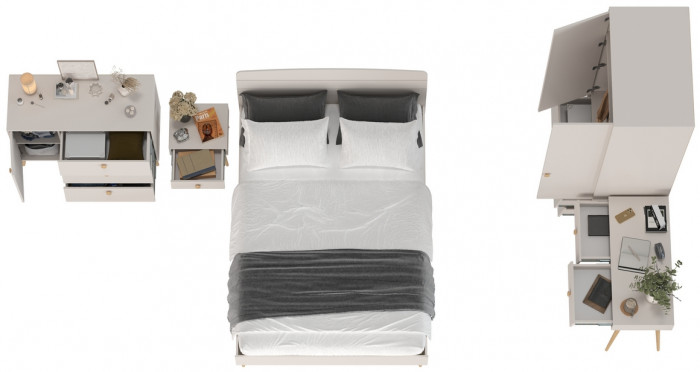 Афина Спальня 25-1400, цвет кашемир серый, сп.м. 1400х2000 мм., б/м, основание есть - фанера