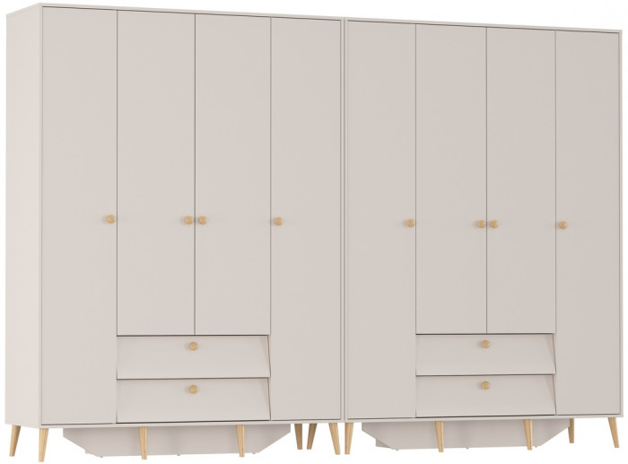 Афина Спальня Шкаф 4-х дверный с двумя ящиками х 2, кашемир серый