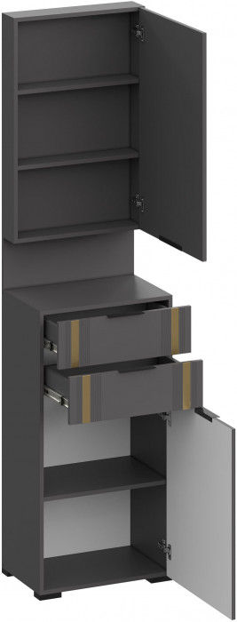 Модульная Прихожая Эмэ, набор №7, Графит/Графит золото, Simple 27