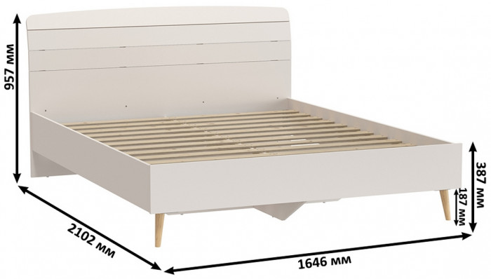 Афина Спальня 21-1600, цвет кашемир серый, сп.м. 1600х2000 мм., б/м, основание есть - фанера