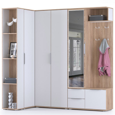 Куба Прихожая 12, цвет дуб сонома/белый премиум, ШхГхВ 204,2х107,3х210,6 см., универсальная сборка