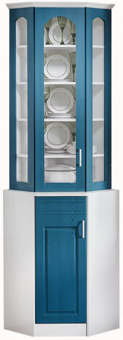 Буфет Констанция угловой (Белый матовый / голубой)