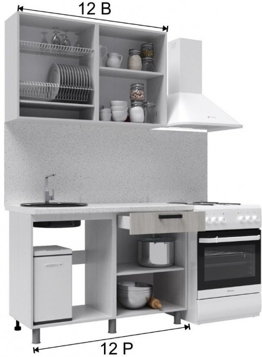 Кухонный гарнитур Танго 1,2м Ваниль/Горький шоколад