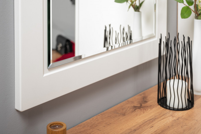 Остин 13.257 Тумба + 17.03 Зеркало, цвет белый шагрень/дуб крафт золотой, ШхГхВ 80х41,9х210 см.