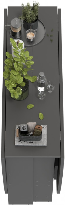 Стол-книжка 1-66граф, цвет графит, ШхГхВ 30х88х74 см. сложенный, разложенный три размера: 90/169/228х88х74 см.