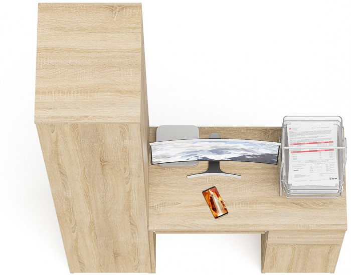 Мори Стол компьютерный МС-1 правый + Пенал МШ400.1, цвет дуб сонома, ШхГхВ 130,4х50,4х209,6 см., выдвижной ящик справа, НЕ универсальная сборка