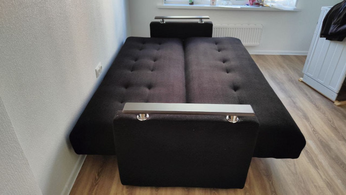 Раскладной диван-кровать, прямой, книжка, цвет черный, Милан Люкс 140