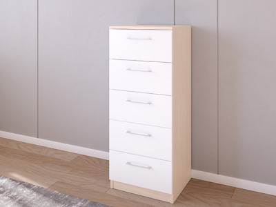 Комод 02/23 45х40х110 Дуб молочный/Белый