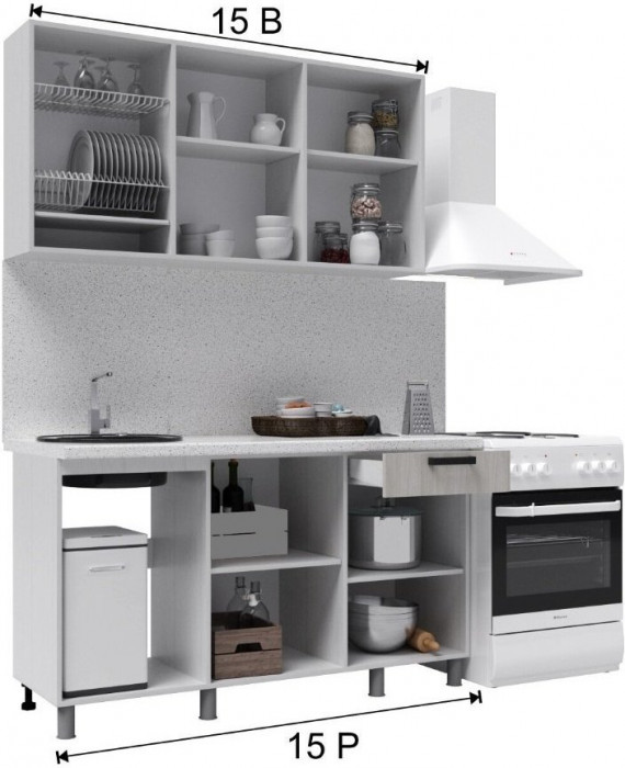 Кухонный гарнитур Танго 1,5м Ваниль/Горький шоколад