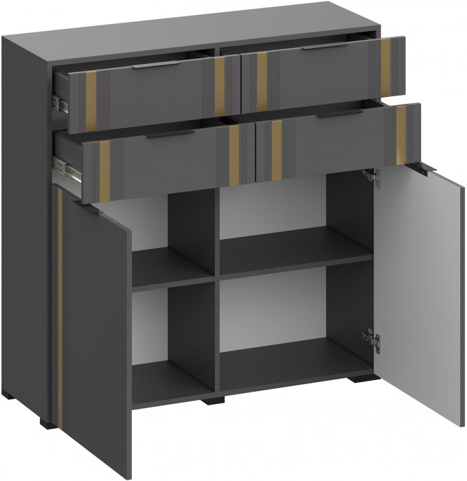 Модульная Прихожая Эмэ, набор №8, Графит/Графит золото, Simple 27