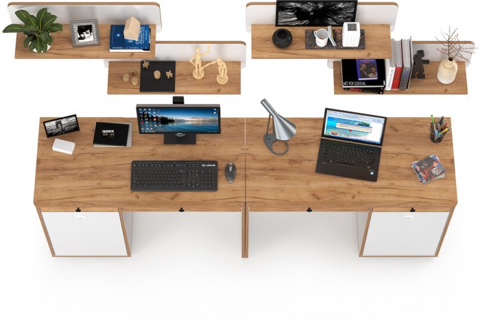 Вуди Компоновка № 02, цвет белый премиум/дуб крафт золотой, ШхГхВ 220х52,7х180 см., универсальная сборка