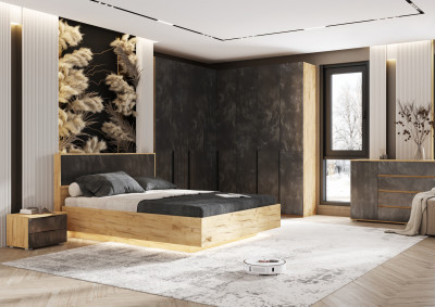 Модульная спальня Марвэл, Дуб крафт/Мальта грей