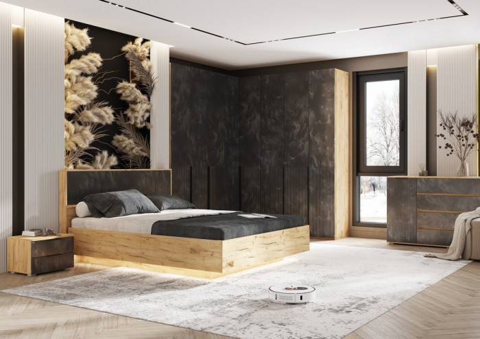 Модульная спальня Марвэл, Дуб крафт/Мальта грей