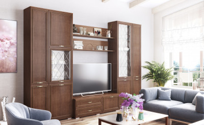 Модульная гостиная Ливорно, набор 2, Орех донской
